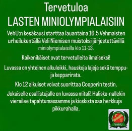 LASTEN MINIOLYMPIALAISET JA AIKUISTEN COOPERINTESTI 16.5.